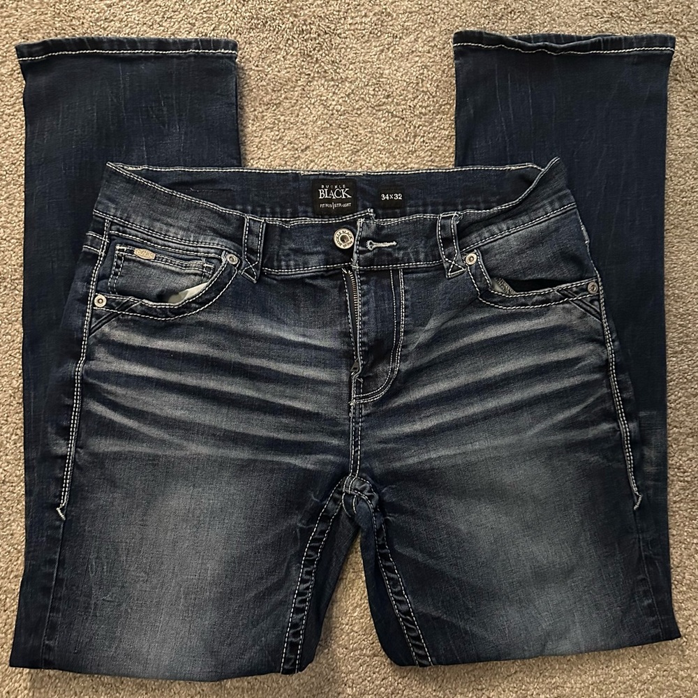 Mens Buckle Black FitN23 Straight Jeans - Size 34x32